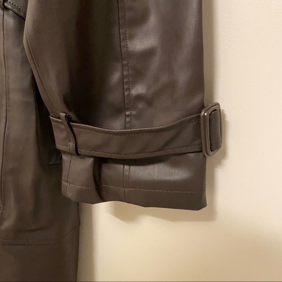 Zara Faux Leather Trench Coat Chocolate Brown - Picture 10 of 10